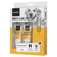 Denti-Care Kit - Ätbar Tandkräm för Dagligt Bruk och tillbehör för Hundar - - 2 x 100 g Tuber