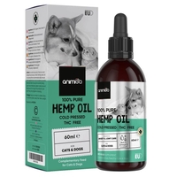 Hampaolja för hundar och katter,  60ml olja 1900 mg - Med Omega 3,  -6 & -9