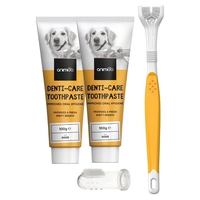 Tandborste & Tandkräm för hund,  2 x 100 g tandkräm + 2 x tandborstar - Ätbar Tandkräm för Dagligt Bruk och tillbehör för Hundar - Animigo