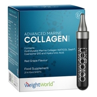 Advanced Marine Collagen Dryck - Forstklassig kosttillskott med Kollagen for hud,  ben och leder - Med Vitamin B6 & C - Vindruvssmak - 10 ml x21