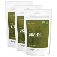 Bio Brahmi Powder 600 g - Ekologisk ayurvedisk ört för avslappning,  hjärnhälsa,  frisk hy och blodcirkulation - 3 Pack Spara 10 %