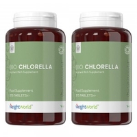 Bio Chlorella Algae Tabletter - Rent och naturligt alg-tillskott - Full av mikronutrienter och vitamin B12 - 2-pack