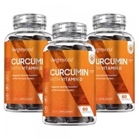 Curcumin - Naturligt Tillskott Med Vitamin D3 - 60 Mjuka Kapslar - 500mg Styrka- 3 Pack