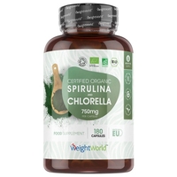 Ekologiska spirulina- & chlorella tillskott i tablettform - En högkvalitativ produkt som levererar - 180 kapslar