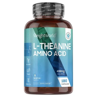 L-Theanine Aminosyra 400mg,  180 Kapslar - Kosttillskott för hjärna,  fokus och sömn - Vegansk