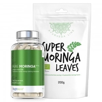 Moringa Super Pack - Naturligt Fornyande Pulver & Kapslar - 200 g Pulver & 375 400 mg Kapslar