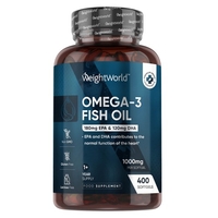Omega 3 Fiskoljekapslar,  1000 mg 400 kapslar - Fiskolja för över 1 års konsumtion