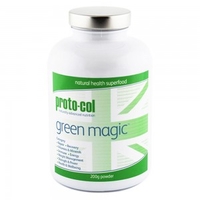 proto-col Green Magic Pulver - Kosttillskott med 16 Superlivsmedel - Innehaller med Spirulina & Chlorella - For kraft,  energi och lyster - 200g