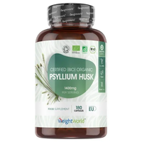 Psyllium Husk 1400 mg,  180 kapslar - Kostfiber för matsmältning med psylliumfröskal kapslar