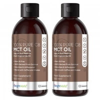 Pure C8 MCT Oil - 500 ml flaska - Naturlig MCT Oil - Viktminskning - Hjarnhalsa - Aptitnedsattande - 2 Pack