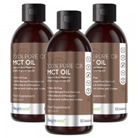 Pure C8 MCT Oil - 500 ml flaska - Naturlig MCT Oil - Viktminskning - Hjarnhalsa - Aptitnedsattande - 3 Pack