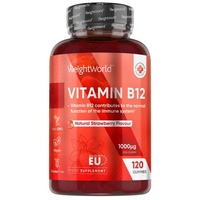 Vitamin B12 Vingummin 1000 mcg,  120 st - Veganskt B12-tillskott med naturlig jordgubbssmak