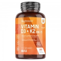 Vitamin D3 + K2 tabletter - För ett normalt fungerande immunsystem - Bibehåller normal benvävnad - 180 mikrotabletter