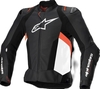 Alpinestars Missile V3 Airflow perforerad motorcykel läderjacka,  svart-vit-röd,  storlek 50 för män