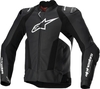Alpinestars Missile V3 Airflow perforerad motorcykel läderjacka,  svart-vit,  storlek 52 för män
