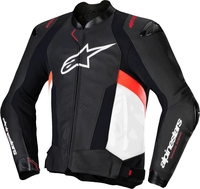 Alpinestars Missile V3 Motorcykel Läderjacka,  svart-vit-röd,  storlek 54 för män