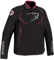 Bering Guardian Stor storlek kvinnors motorcykel textil jacka,  svart-rosa,  storlek 3XL