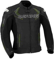 Bering Hunt-R Motorcykel läder jacka Svart Vit Gul M