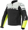 Dainese Agile Perforerad motorcykel skinnjacka Svart Vit Gul 56