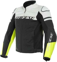 Dainese Agile Perforerad motorcykel skinnjacka Svart Vit Gul 58