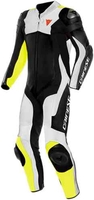 Dainese Assen 2 Ett stycke perforerad motorcykel läder kostym Svart Vit Gul 44