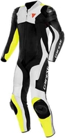 Dainese Assen 2 Ett stycke perforerad motorcykel läder kostym Svart Vit Gul 50