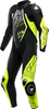 Dainese Audax D-Zip perforerad 1-delad motorcykel läderdräkt,  svart-vit-gul,  storlek 50 för män