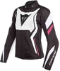 Dainese Edge Tex Kära motorcykel textil jacka Svart Vit Rosa 48