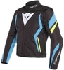 Dainese Edge Tex Motorcykel textil jacka Svart Blå Gul 56