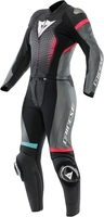 Dainese Fulminea Damer 2-delad motorcykel läderdräkt,  svart-rosa-blå,  storlek 48 för kvinnor