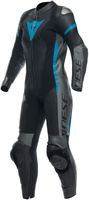 Dainese Grobnik 1-delad dammotorcykelläderdräkt,  svart-grå-blå,  storlek 52 för kvinnor