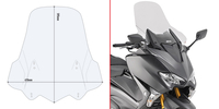 GIVI vindruta transparent,  595 mm hög,  610 mm bred för Yamaha-modeller (se beskrivning) med ABE Vindruta
