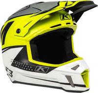Klim F3 Bomber Lime Motocross hjälm Vit Gul L