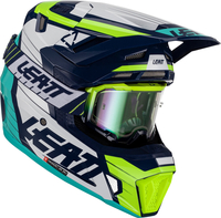 Leatt 7.5 Citrus Motocrosshjälm med skyddsglasögon,  grön-blå,  storlek 2XL för män