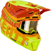 Leatt 7.5 Tricolor Motocrosshjälm med skyddsglasögon,  gul-orange,  storlek 2XL för män