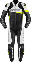 Spidi Race Warrior Pro Ett stycke motorcykel läder kostym perforerade Svart Vit Gul 58