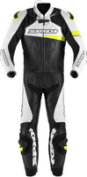 Spidi Race Warrior Touring Två stycke motorcykel läder kostym Svart Vit Gul 48