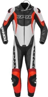 Spidi Sport Warrior Pr Perforerad ett stycke motorcykel läder kostym Svart Röd 54