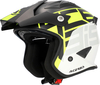 Acerbis Aria Graphic,  open face helmet,  color: Matt White/Black/Neon-Yellow,  size: M