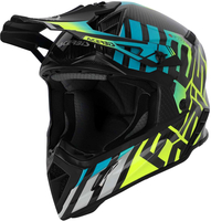 Acerbis Steel Carbon S24,  motocross helmet,  color: Black/Turquoise/Neon-Yellow,  size: XS