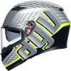 AGV K3 Fortify,  integral helmet,  color: Silver/Black/Neon-Yellow,  size: M