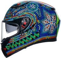 AGV K3 Rossi Winter Test 2018,  full face helmet,  color: Black/Blue/Green/Red,  size: M