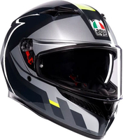AGV K3 Shade,  full face helmet,  color: Grey/Black/Neon-Yellow,  size: XXL
