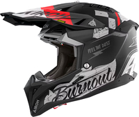 Airoh Aviator 3 Burnout,  motocross helmet,  color: Matt Black/Grey/Red,  size: L