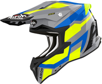 Airoh Strycker Glam,  cross helmet,  color: Grey/Blue/Neon-Yellow,  size: XXL