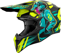 Airoh Wraaap Cyber,  motocross helmet,  color: Matt Black/Neon-Yellow/Turquoise,  size: XXL