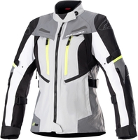 Alpinestars Bogotá Pro,  textile jacket Drystar women,  color: Light Grey/Dark Grey/Neon-Yellow,  size: XL