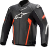 Alpinestars Faster V2,  leather jacket,  color: Black/Neon-Red,  size: 48