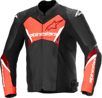 Alpinestars Faster V3 Airflow,  leather jacket,  color: Black/Neon-Red,  size: 46