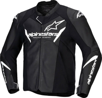 Alpinestars Faster V3,  leather jacket,  color: Black/White,  size: 52